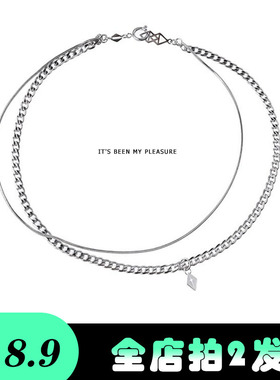 菱形原创设计风拼接多层锁骨链