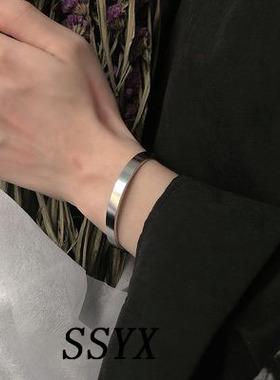 小众开口百搭金属街头风钛钢手镯