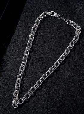 克罗伈复古男士粗细款合金男女情侣字母手链男生个性嘻哈项链欧美