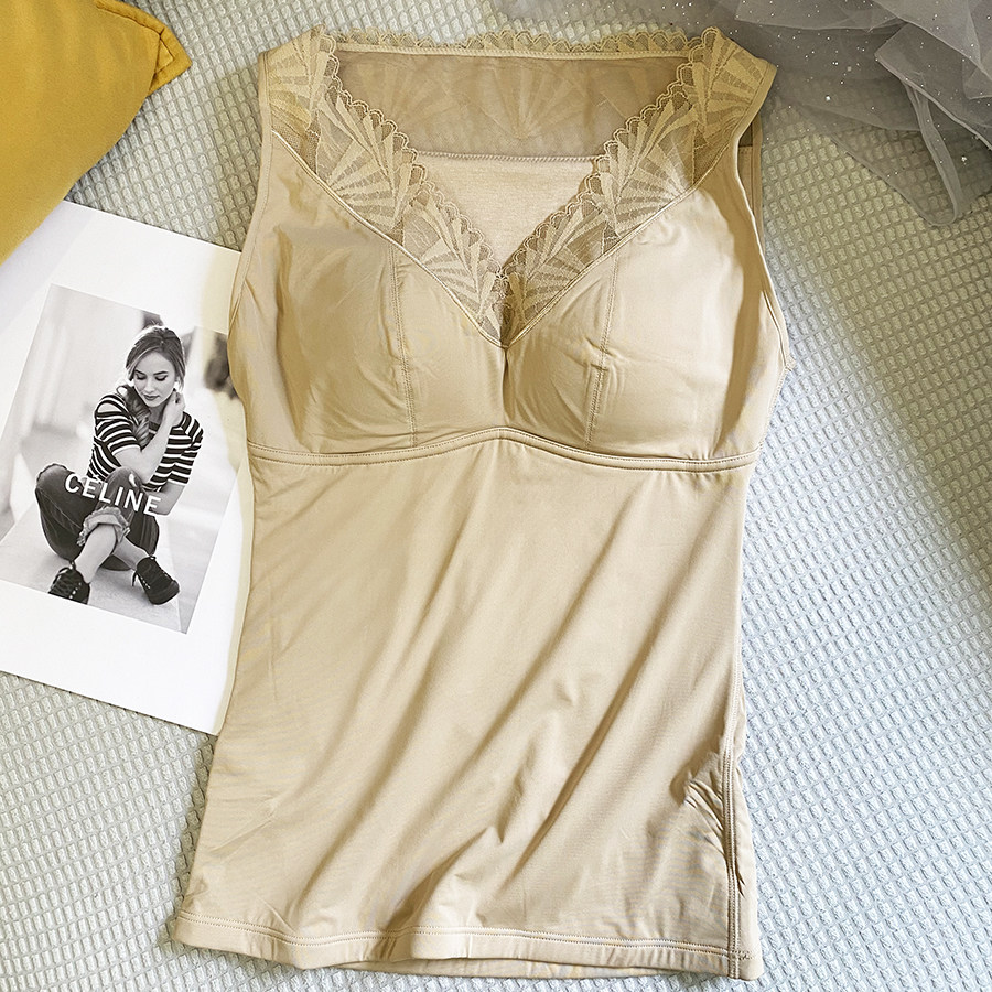 冬季修身打底背心女士性感蕾丝V领带内衣免穿文胸软面料亲肤内搭,女士内衣/男士内衣/家居服,保暖背心,淘宝优惠券,粉丝福利购,淘宝优惠卷