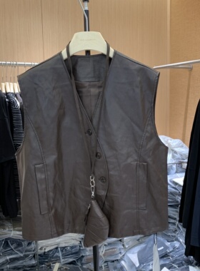 东大门设计感PU皮马甲女2025早秋新款韩系宽松显瘦无袖坎肩皮衣潮