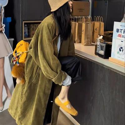 2025年冬新款复古灯芯绒风衣外套