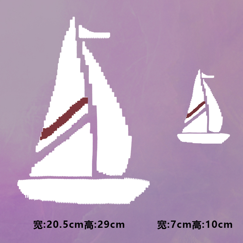 高级烫画图案新款时尚线条帆船烫画贴印花衣服热转印白墨烫画布贴