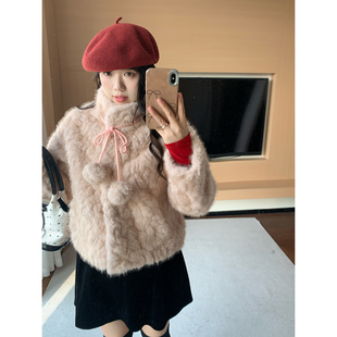 20点 粉色毛毛短外套 米米子