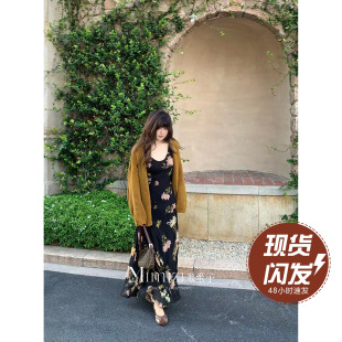 优雅气质花朵印花连衣裙秋季 香榭花事 胖mm 米米子微胖大码