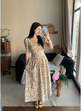 米米子微胖大码胖mm“拾光花影”时尚气质定制油画感碎花连衣裙春