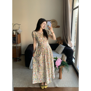 米米子微胖大码胖mm“拾光花影”时尚气质定制油画感碎花连衣裙春