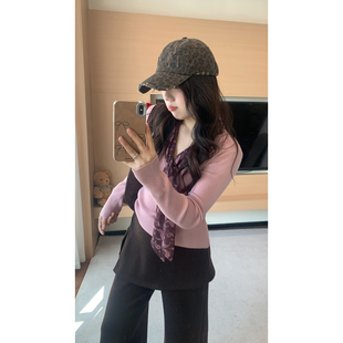 慵懒浪漫 米米子 20点 定制可拆卸丝巾毛织上衣