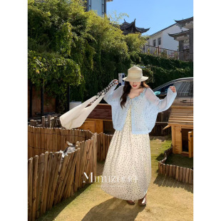 单排扣吊带抽绳波点茶歇连衣裙 甜美宽松无袖 米米子微胖大码 胖mm