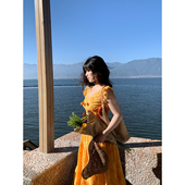 刺绣连衣裙法式 米米子微胖大码 V领长裙 时尚 无袖 胖mm 阳光橘树