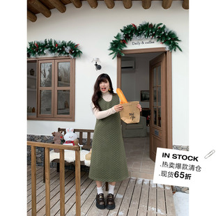 甜美风别致修身 米米子微胖大码 甜心 胖mm 波点毛呢背心裙秋 妮式