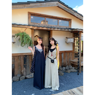 米米子微胖大码胖mm“夏日幻梦”慵懒风减龄显瘦阔腿休闲背带长裤
