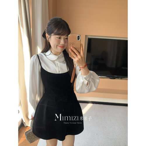 米米子微胖大码胖mm“绒夜绮梦”简约风休闲丝绒无袖收腰吊带裙冬