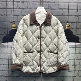 绒外套妈妈装 绒拼色加厚外套女羽 绒服D76 羽 清仓宽松大码