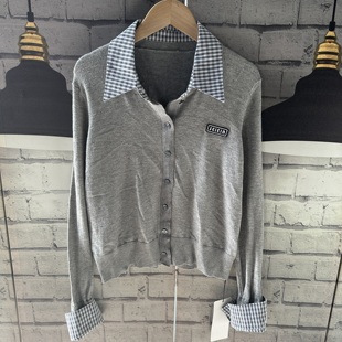 胸围92衣长562假2件针织马甲轻柔保细腻针织衬衫 上衣女