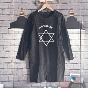 胸围92衣长83中长款 套头有弹力加绒条纹连衣裙女D601