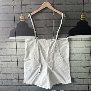 腰围90臀围100裤长50不含吊带可调节 棉的宽松吊带短裤E511