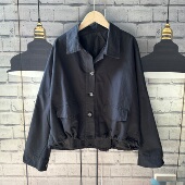 肩连袖 女 风衣外套下摆抽绳大码 衣长55左右黑色有内衬春秋季