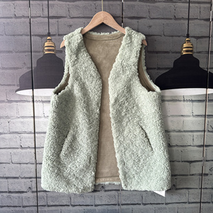 胸围106衣长70加厚麂皮绒仿皮毛一体无扣马甲坎肩外套B201