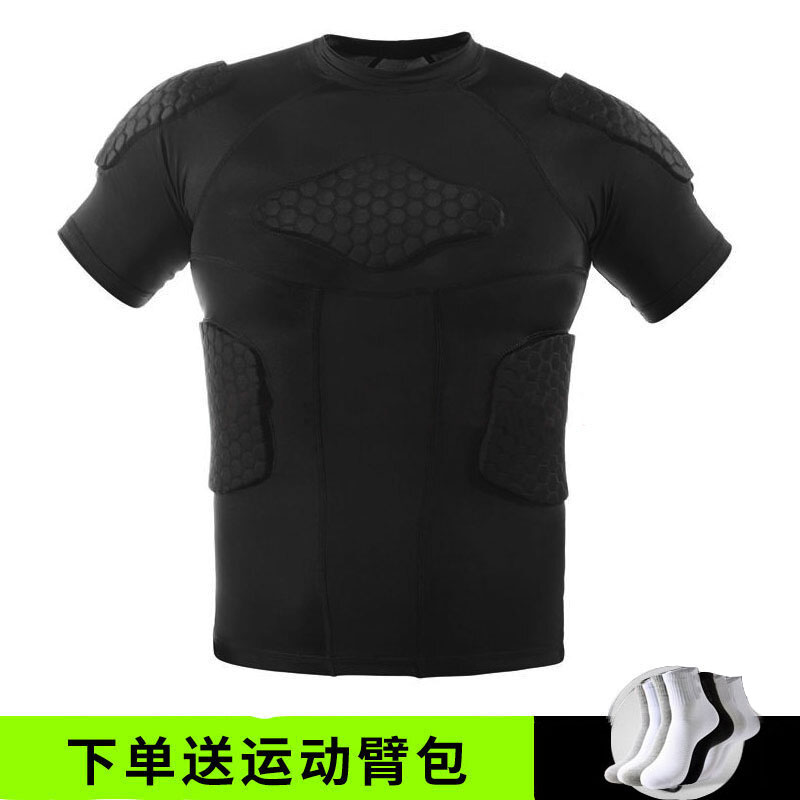 篮球护膝防撞短袖蜂窝运动护具全套装备训练背心短裤科比紧身服男