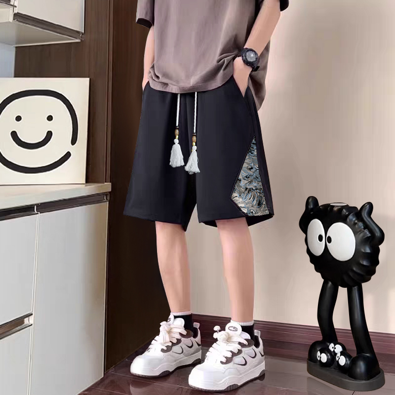 新中式短裤男士2025夏季新款国潮宽松阔腿裤子潮牌大码休闲五分裤