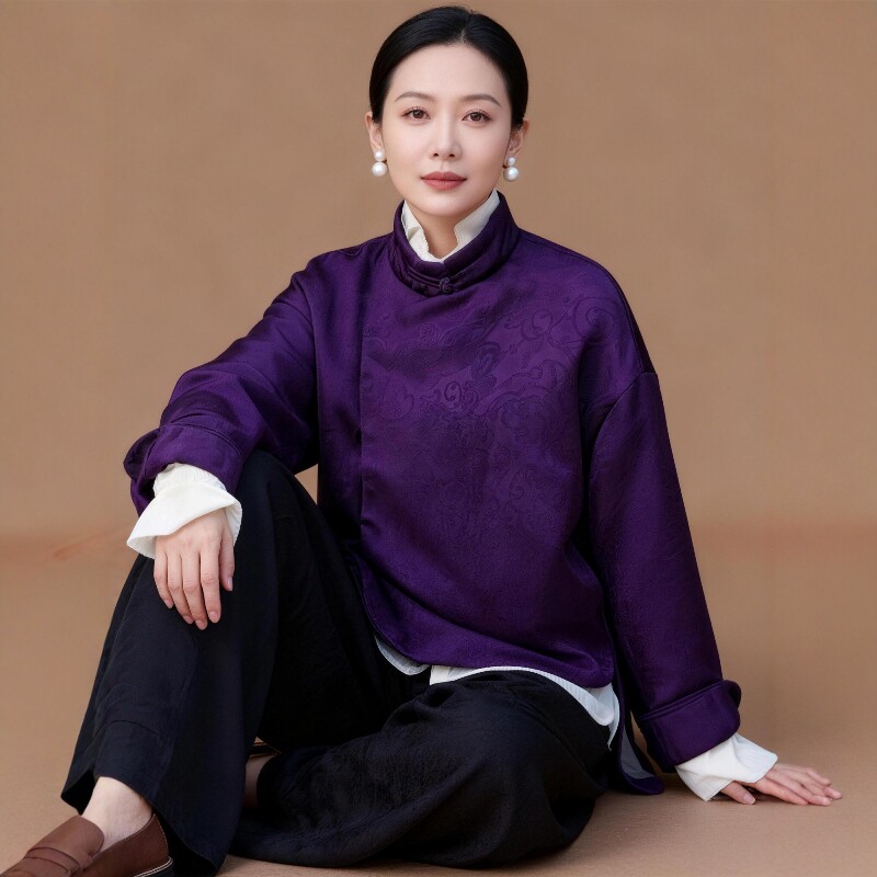 华韵风华·提花棉服外套立领宽松新中式国风女气质高级感高奢上衣