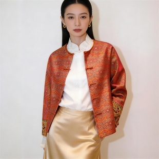 华韵风华·真丝宋锦外套桑蚕丝新中式女上衣盘扣正肩圆领刺绣唐装