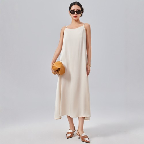 华韵风华·22姆米重磅真丝吊带长裙可调节桑蚕丝连衣裙女宽松显瘦