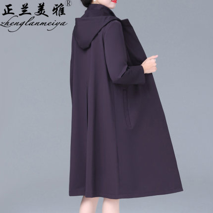 中老年风衣女春秋高贵过膝妈妈装时尚宽松老年人长款外套奶奶衣服