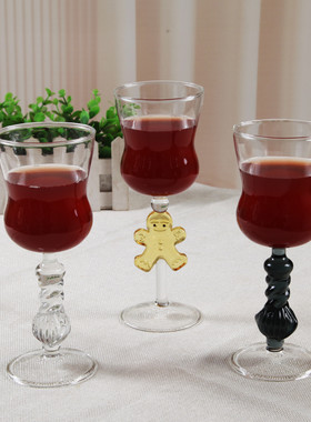 ins风玻璃杯复古咖啡杯家用创意水杯高脚酒杯高硼硅耐高温杯子