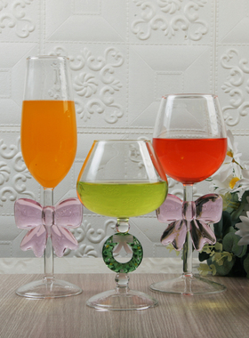 ins高颜值蝴蝶结香槟杯高硼硅耐热玻璃酒杯蝴蝶水杯