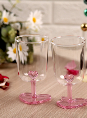高脚杯 创意个性杯 童趣杯 果汁杯 带底爱心