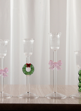 ins风玻璃烛台摆件家用浪漫烛光晚餐装饰品创意烛台