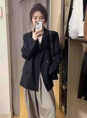黑色西装外套女气质名媛高级感2025春季新款韩版小个子休闲小西服