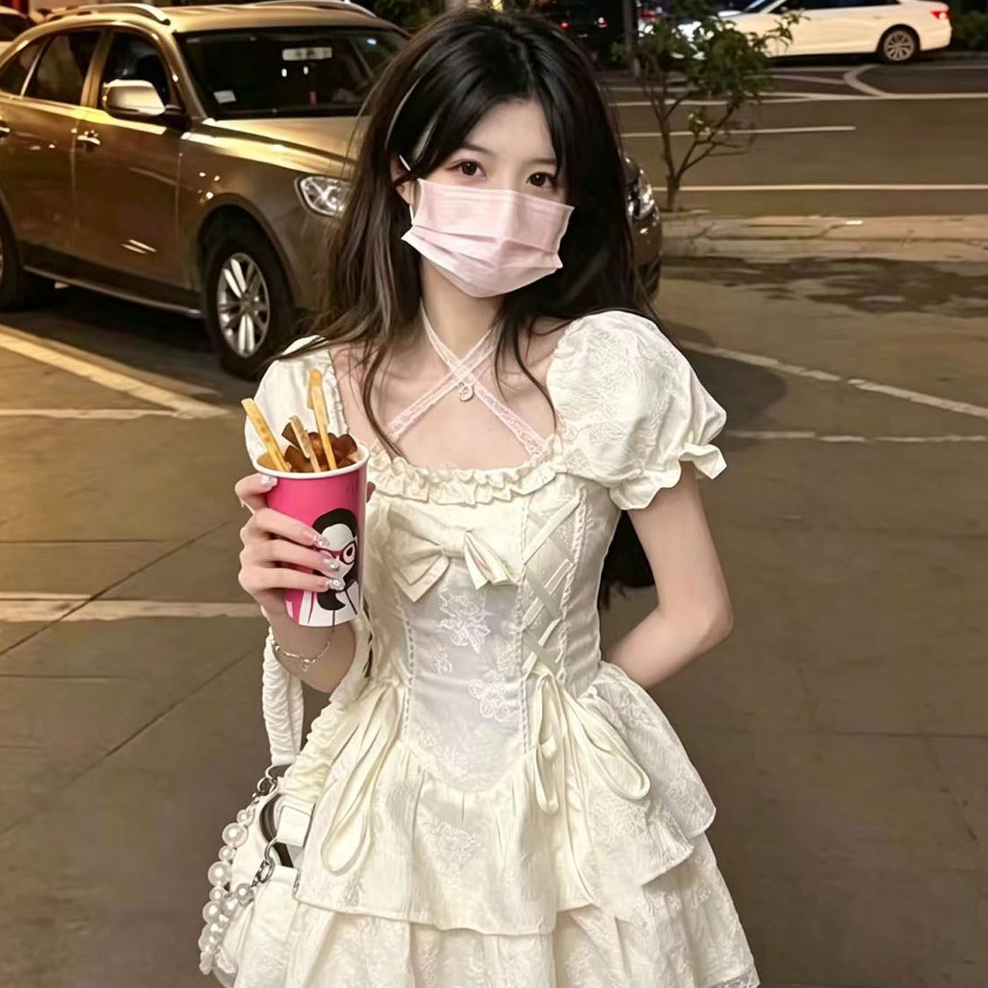 法式洛丽塔甜美初恋在逃公主连衣裙女夏季收腰显瘦蛋糕蓬蓬裙长裙