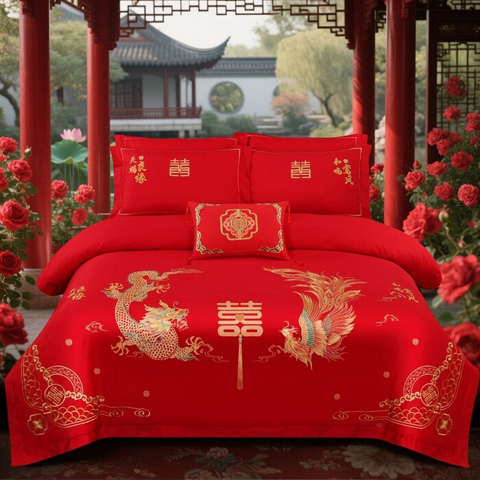 婚庆四件套100%全棉喜庆结婚婚庆床品套件