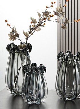 新款北欧轻奢琉璃水晶玻璃花瓶家居客厅水培插花器创意装饰品摆件