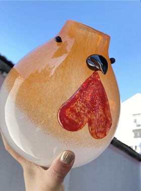 手工公鸡玻璃造型花瓶工艺品摆件装饰品礼物礼品