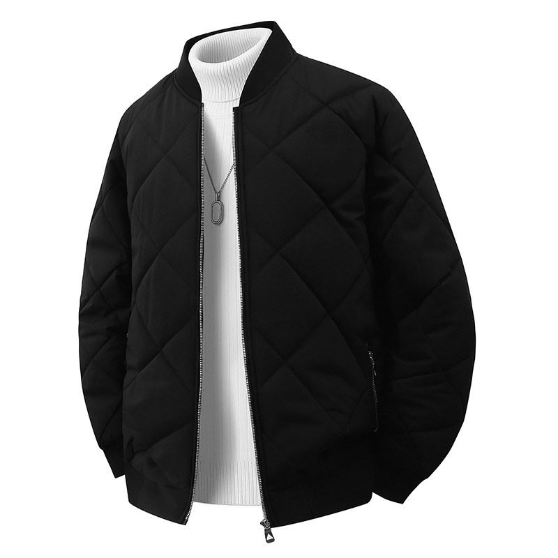 宸轩大码男二棉棒球领菱格绗缝棉衣宽松保暖休闲百搭胖子棉服外套