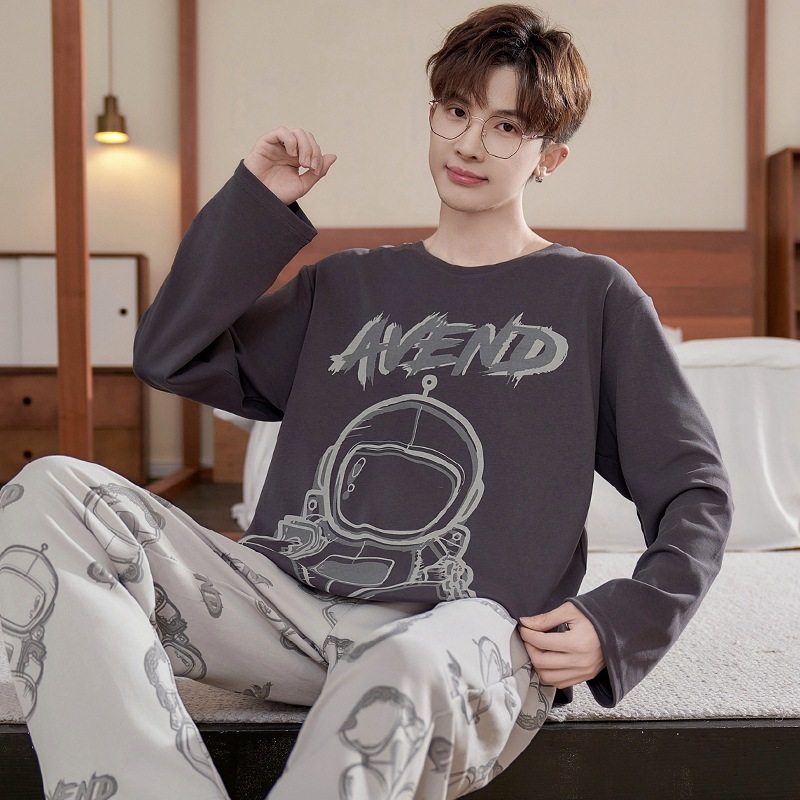 春秋季纯棉睡衣男冬夏款套头全棉青年宽松卡通可外穿家居服两件套,女士内衣/男士内衣/家居服,睡袍/浴袍,淘宝优惠券,粉丝福利购,淘宝优惠卷