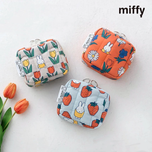可爱印花小清新兔子夹棉化妆包女大容量姨妈巾包拉链立体小方包