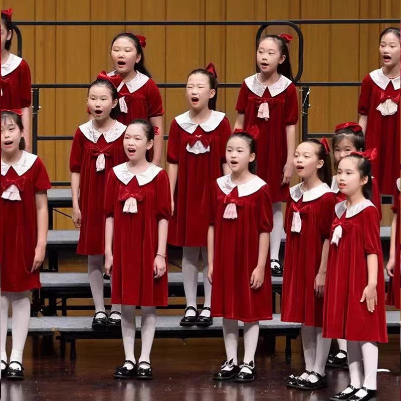 元旦儿童合唱演出服中小学生合唱团表演服中国风男女朗诵比赛服装