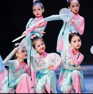 桃李杯淡妆浓抹总相宜服装舞蹈服儿童团扇群舞中国风古典舞演出服