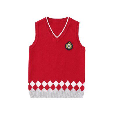 男童针织马甲学院风女宝宝毛线背心2022秋季新款儿童V领毛衣马夹