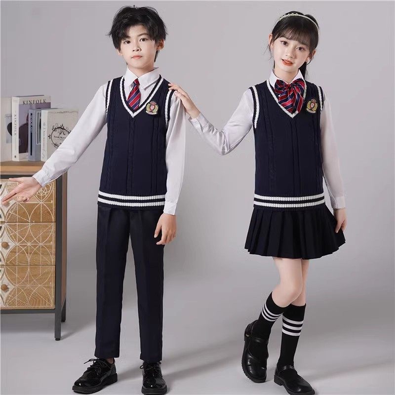 幼儿园园服演出服儿童英伦学院风班服毛衣马甲礼服小学生校服套装
