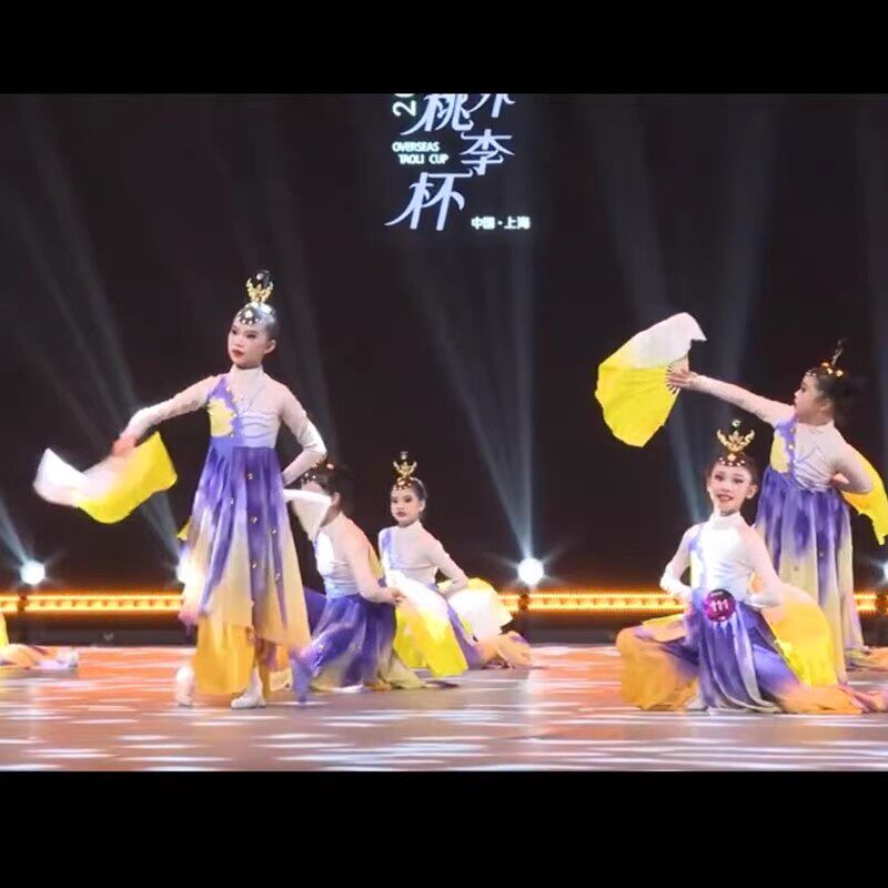 儿童古典舞演出服十八焕蝶扇子舞