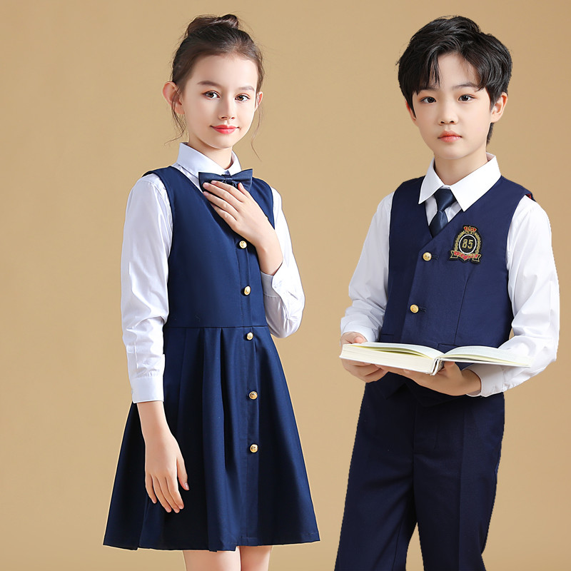 新款幼儿园园服儿童衬衫春秋小学生校服班服马甲背心英伦风四件套