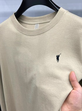 【奥莱品牌折扣】保罗男装T恤100%纯棉春秋款卫衣简约打底衫薄款