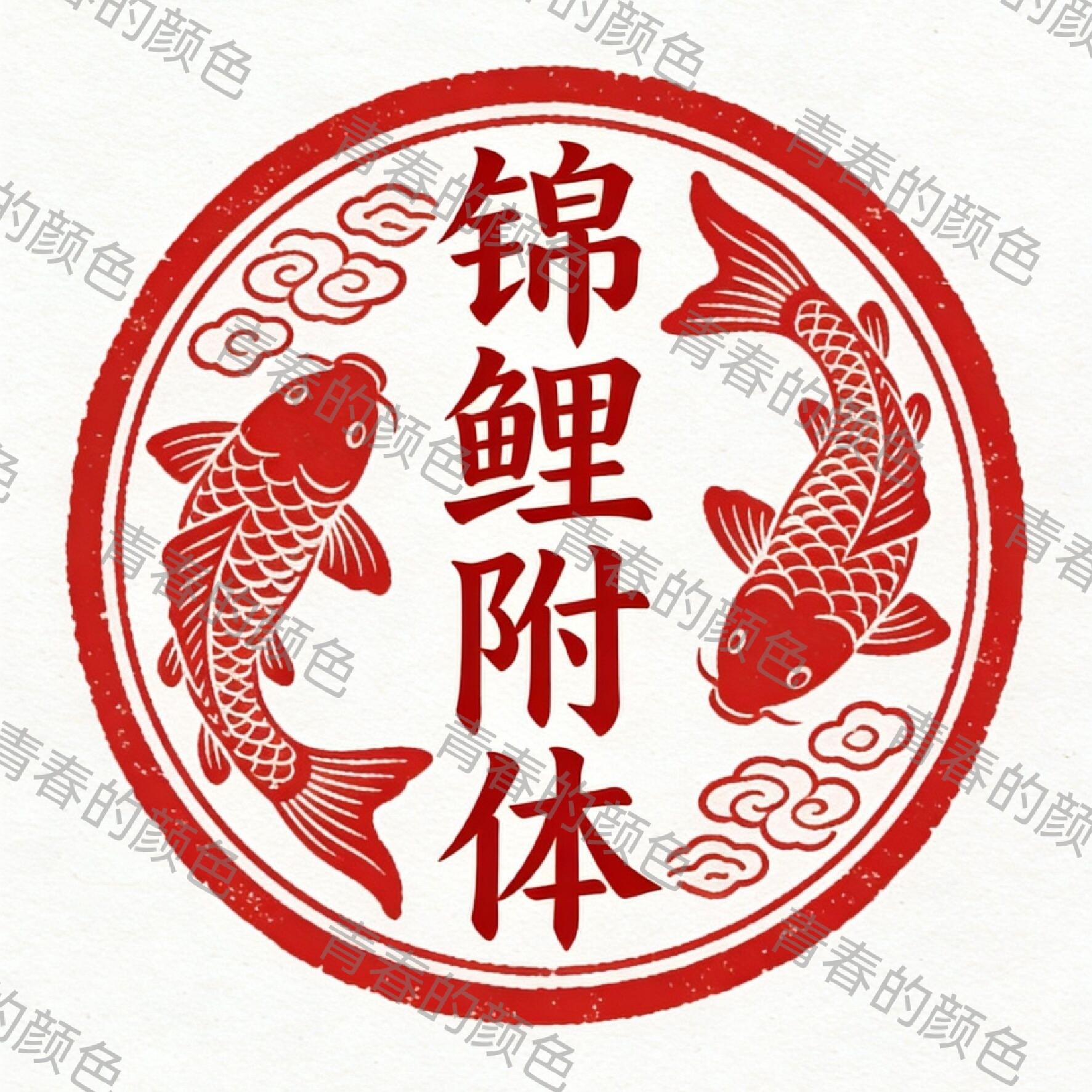 锦鲤附体印章红色祝福好运锦鲤送同学送朋友送老师送同学送朋友