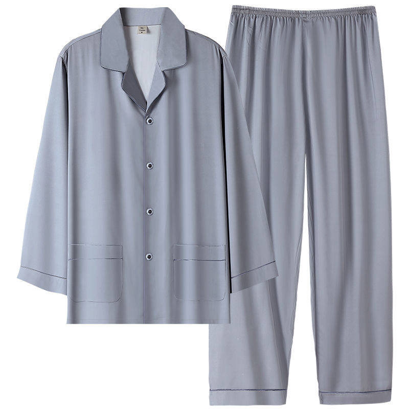 2026睡衣男士春秋款冰丝长袖家居服男款丝绸仿真丝夏季薄款高级感